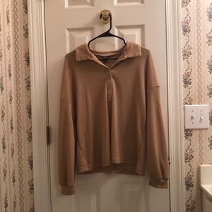 SHEIN Tan Waffle Knit Shirt